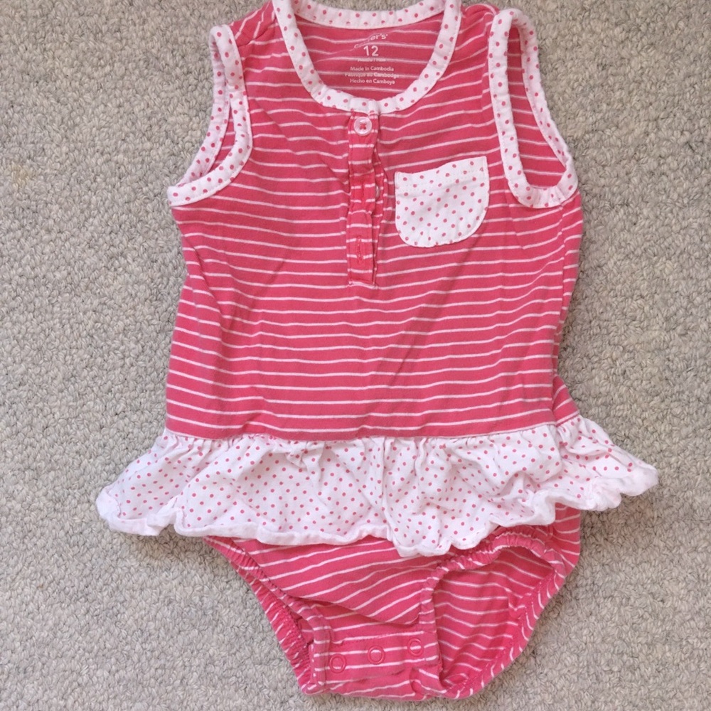 Carter’s: Girl’s 9-12 mo pink/white dress